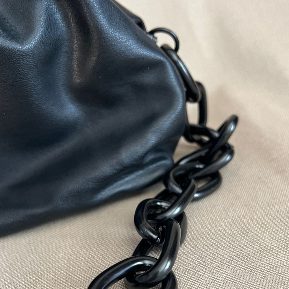 Badgley Mischka Black Pouch Clutch Chain Strap NWT MSRP $129 Trendy Soft Bag - Picture 4 of 6